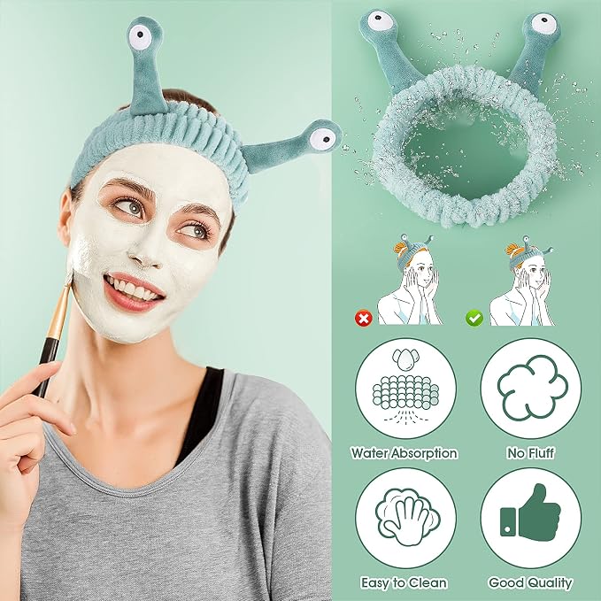 WLLHYF Spa Headband Facial Makeup Head Band Microfiber Soft Coral Fleece Head - Image 2