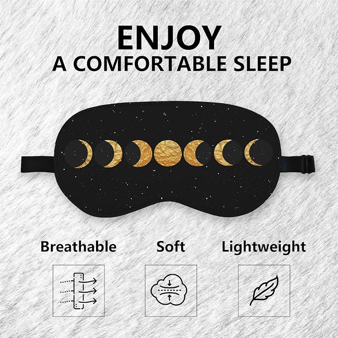 Boho Sun Moon Silk Eye Mask for Sleeping, Dorm Airplane Travel Nap, Boho Moon - Image 6