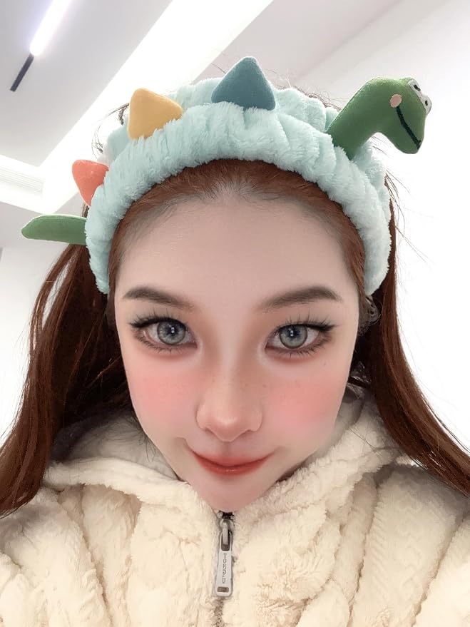 Funny Dinosaur Headband Cute Animal Cat Duck Frog Dinosaur Snail Kawaii Spa - Image 2