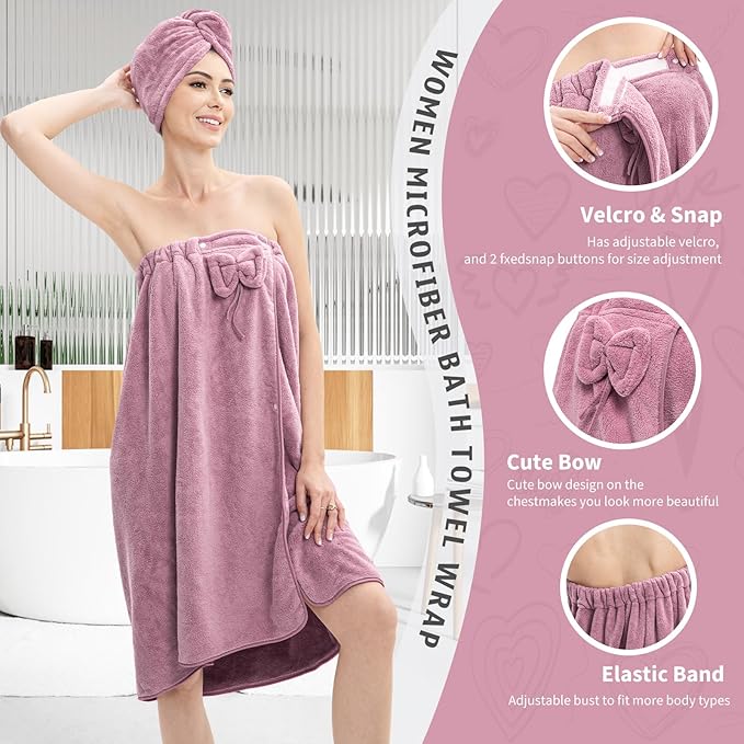 Bath Wrap Towels for Women – Adjustable Spa Shower Wrap - Image 3