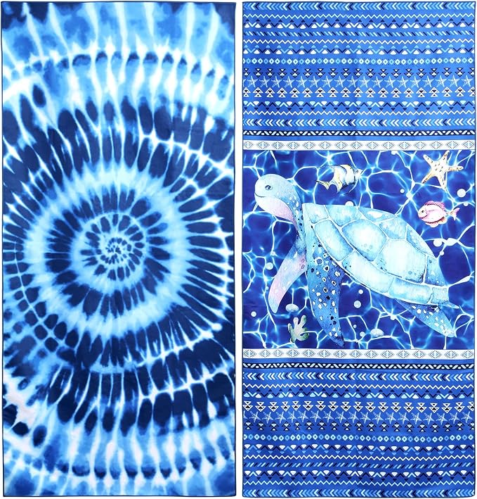 2 Pack Microfiber Beach Towel, Sand-Free Quick Drying Camping Super Absorbent by PYSUPERMODE