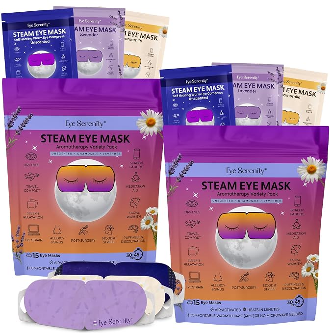 Lure Essentials Steam Eye Mask, Heated Eye Mask, Self Heating Warm Compress by LureEssentials