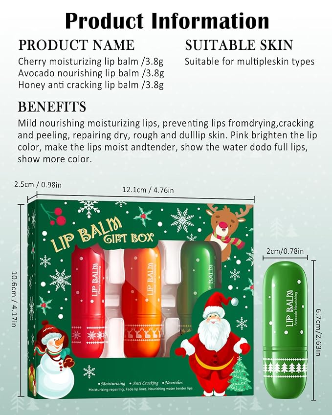 Lip Balm Kit-3Pcs Lip Care Moisturizer, Hydrating Lip Repair Sticks - Image 7