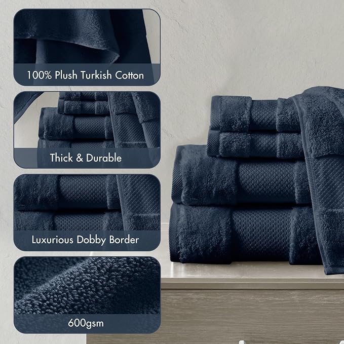 Madison Park Turkish 100% Cotton Towel Set, 600Gsm Luxury Premium Weight - Image 4