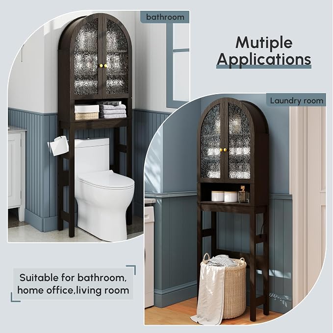 HMstone Over The Toilet Storage Cabinet, Arched Bathroom Organizer and Storage - Image 4