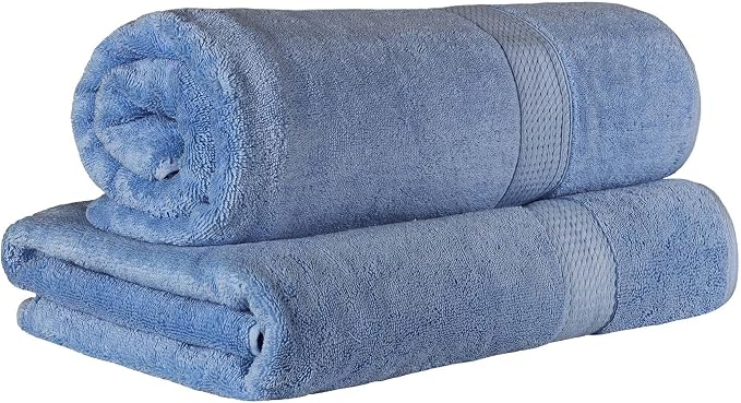 SUPERIOR Egyptian Cotton Pile Bath Sheet Set of 2, Ultra Soft Luxury Towels - Image 2