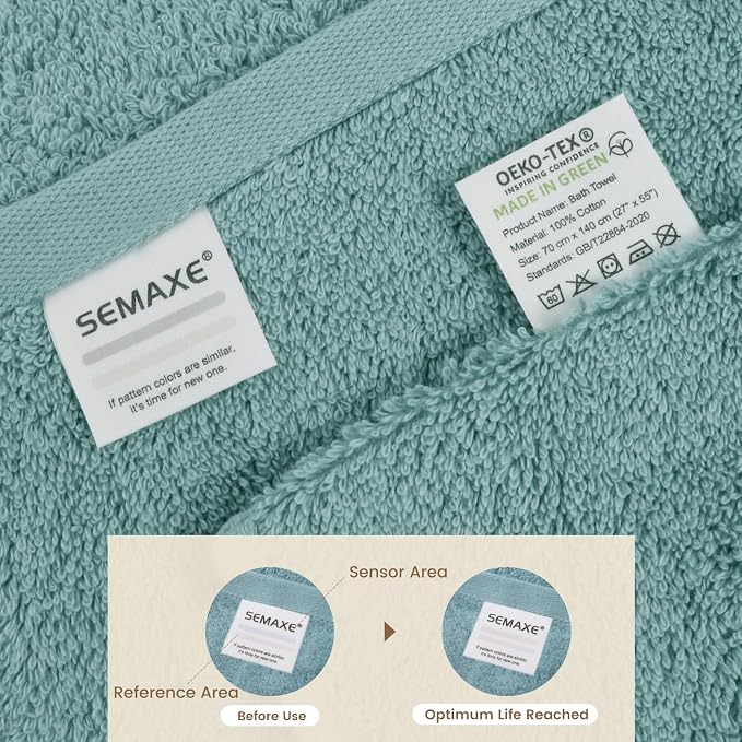 SEMAXE Blue Bath Towel, 100% Cotton Bath Towel - Image 3