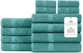 100% Cotton Bath Towel Set of 12-4 Bath Towels, 4 Hand Towels, 4 Wash Cloths by VillaCelestia