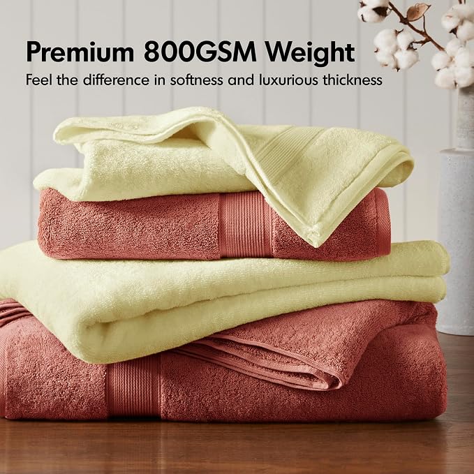 Madison Park 800GSM Bathroom Towel Set of 8 100% Cotton Bath Towel Set - Image 2