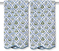 Ridhi Block Print Light Steel Blue Cotton Spa/Beach Towel 27"x54" Set of 2 by Ridhi