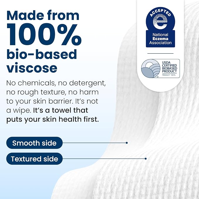 Clean Towels XL®, 100% USDA Biobased Face Towel, Disposable Face Towelette - Image 7