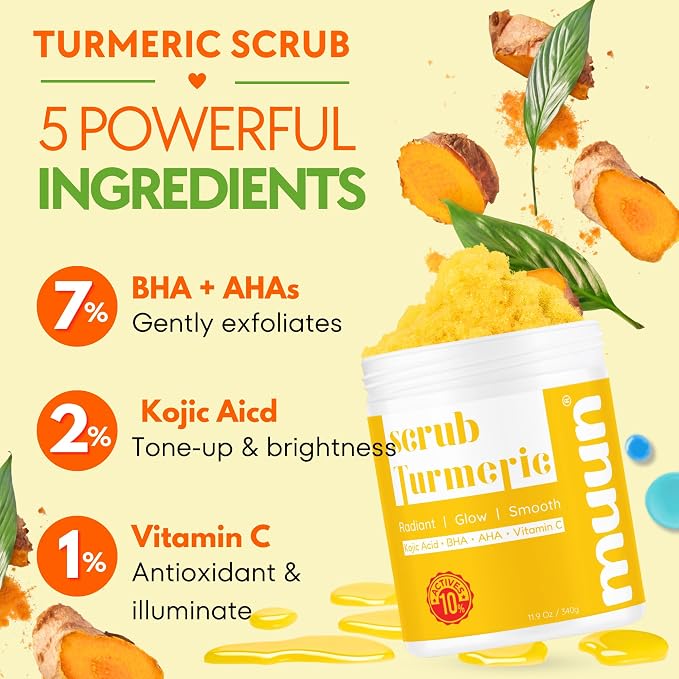 Muun Turmeric Scrub with Kojic Acid AHA/BHA Face &Body - Image 2