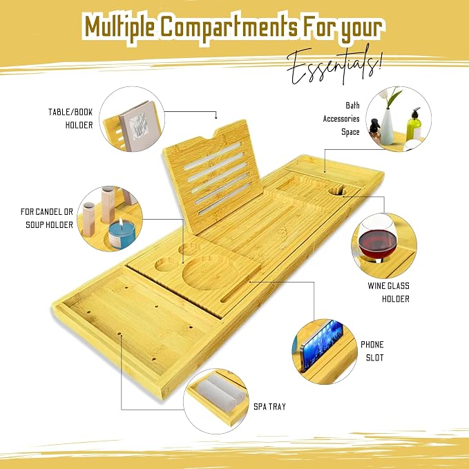 Premium Bathtub Tray with Accessories - Image 2