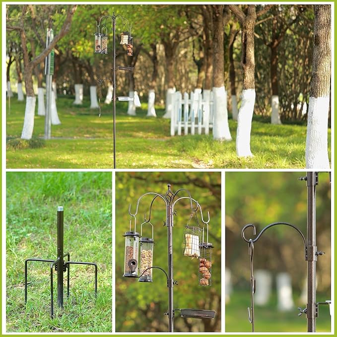 Bird Feeder Station with Suet Cage & Water Bowl Fruit Hook- Adjustable Pole - Image 5