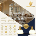 Hamilyeah 2-Light Gold Bathroom Vanity Light, Brushed Gold Wall Light Fixture - Image 2