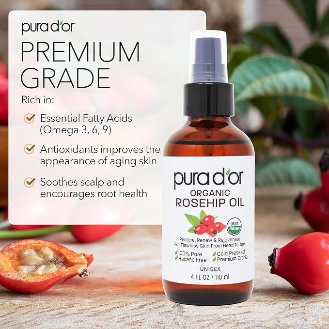 PURA D'OR 4 Oz ORGANIC Rosehip Seed Oil - Image 3