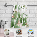 Green Gold White Leaves Hand Towels - Image 5
