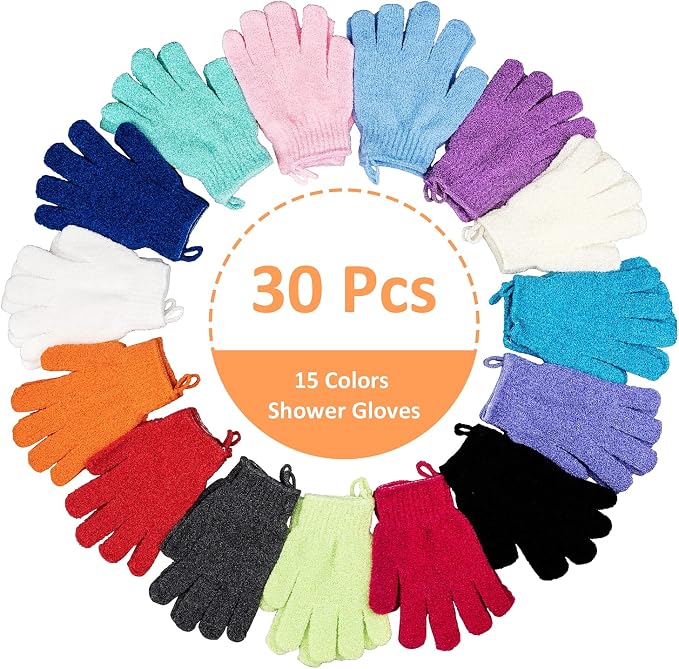 30 Pcs Exfoliating Gloves for Shower, 15 Colors Body Exfoliator Glove - Image 2