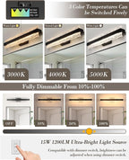 Black LED Bathroom Vanity Light, 24.4 Inch 15W Modern Dimmable Bathroom Light - Image 3