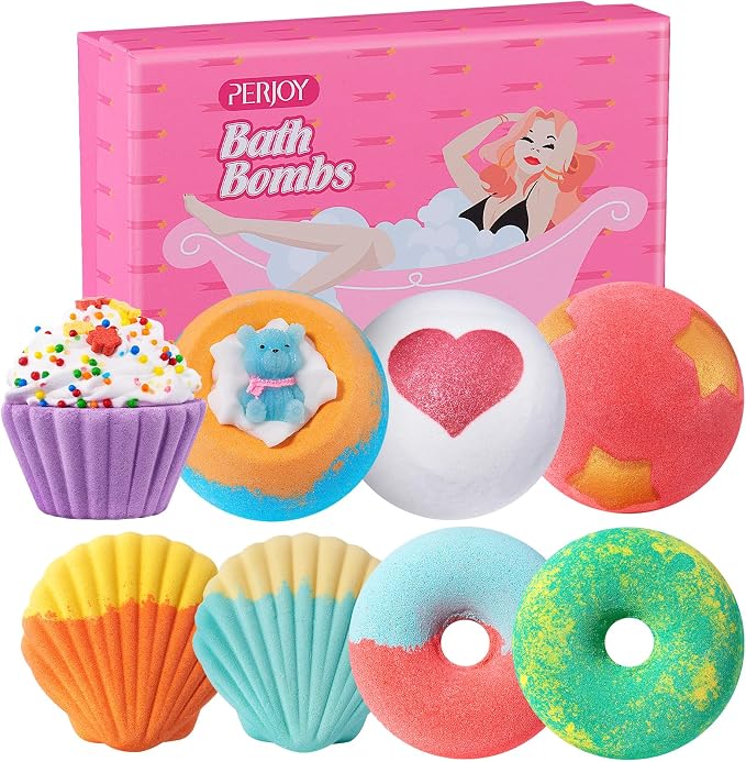 Bath Bombs for Girls Kids & Women, Bubble Bath Self Care Valentines Birthday by Perjoy