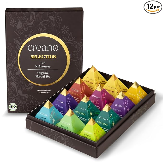 Creano Organic Herbal Tea Gift Set "Organic Herbal Tea" – 12 Pyramid Tea Bags by Creano