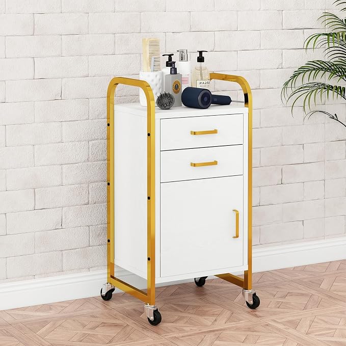 4ever2buy White and Gold Salon Trolley Cart - Image 7