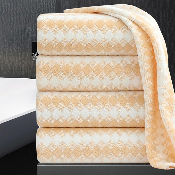 4 Piece Extra Large Bath Towel Set Oversized Bath Sheet 35"x70" Bathroom Towel by MAGGEA