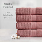 NY Loft 100% Cotton Bath Towel 4 Pack | Super Soft & Absorbent Quick-Dry Bath - Image 2