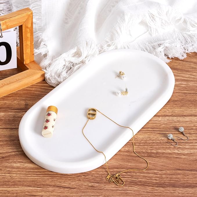 Koville Natural Marble Tray for Bathroom Decor Countertop, Vanity Tray Italy - Image 5