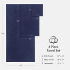 Madison Park Bathroom Towel Set of 6 Diagonal Ribbed, 500 GSM - Image 9
