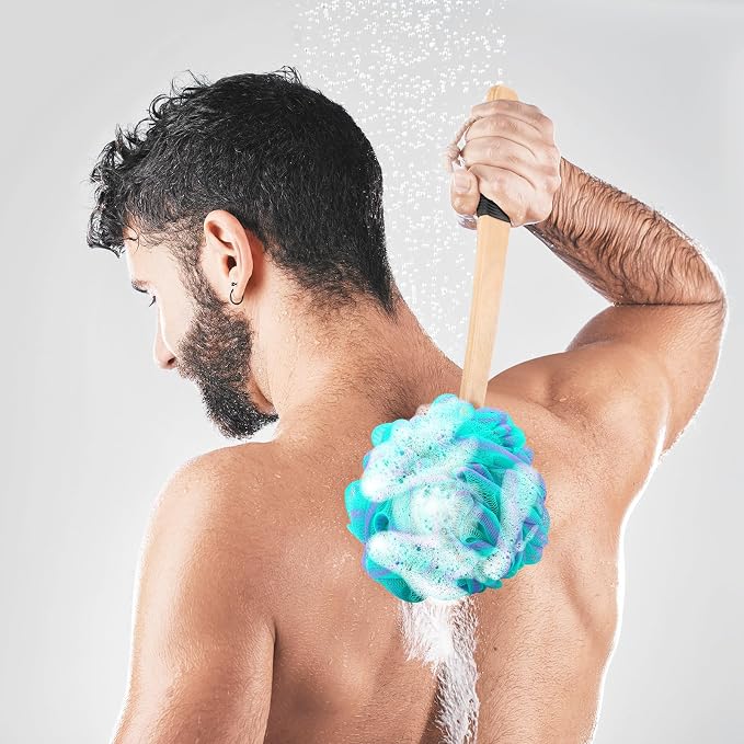 Loofah on a Stick PE Soft Mesh Luffa - Image 7