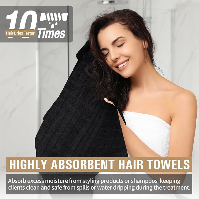 Salon Towels, 12 Pack Black Hand Towels - Image 5