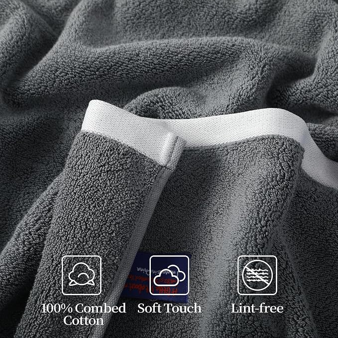 REDKISS 100% Cotton 2 Pack Luxury Bath Towels 27 x 54 Inches, Oversized Bath - Image 6