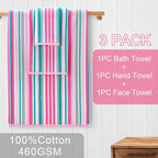 Pink Soft Towel Set, 1 Bath 28"x52", 1 Hand 16"x27", 1 Wash Cloth 13"x13 - Image 3