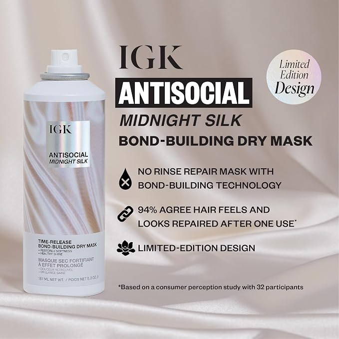 IGK Antisocial Midnight Silk Bond-Building Dry Hair Mask – No-Rinse Leave-In - Image 2