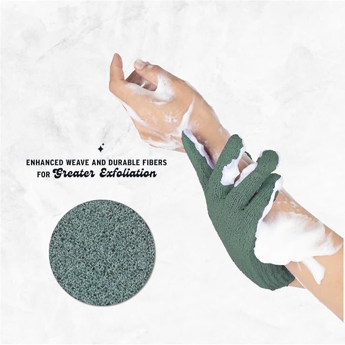 4 Pairs Exfoliating Gloves, 100% Nylon, Dual Texture Body Scrub - Image 3