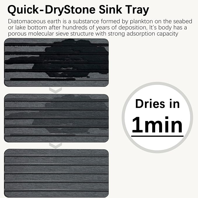 Set of 4 Bathroom Vanity Tray, Quick-Dry Diatomite Kitchen Tray - Image 4