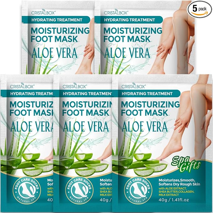 5 Pack Moisturizing Foot Mask, Hydrating Foot Masks by CRISTALBOX