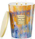 M&SENSE Large 3-Wick Ocean Scented Soy Candle, 35oz 150 Hours Non-Toxic by MSENSE