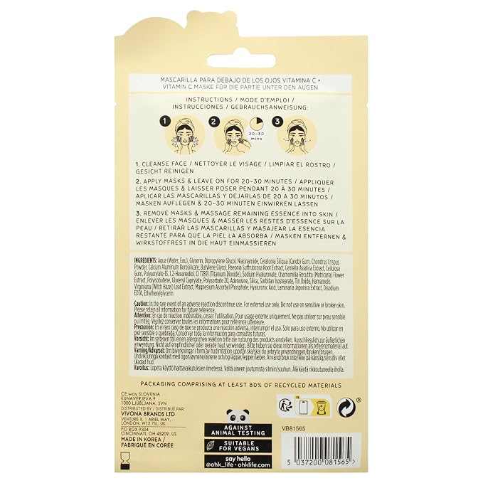 Oh K! Eye Mask - Vitamin C - Hydrating Under Eye Patches - Undereye Patches - Image 2