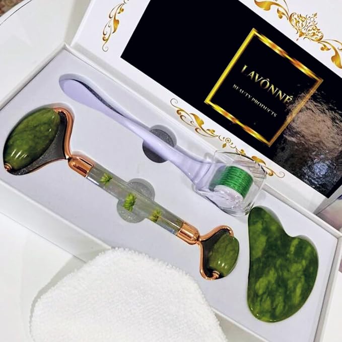 100% Authentic Jade Roller and Gua Sha Set by LAVONNE