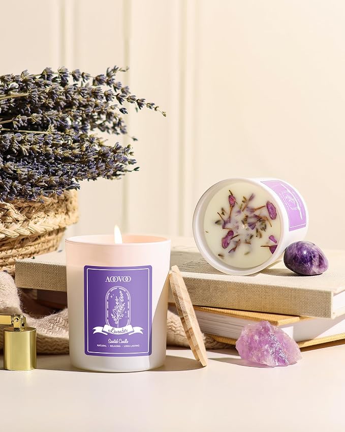AOOVOO Lavender Scented Candle Set 2 Pack - Image 6