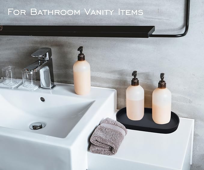 Black Small Tray, Oval Tray for Kitchen Counter, Bathtub Bathroom Vanity Items - Image 3