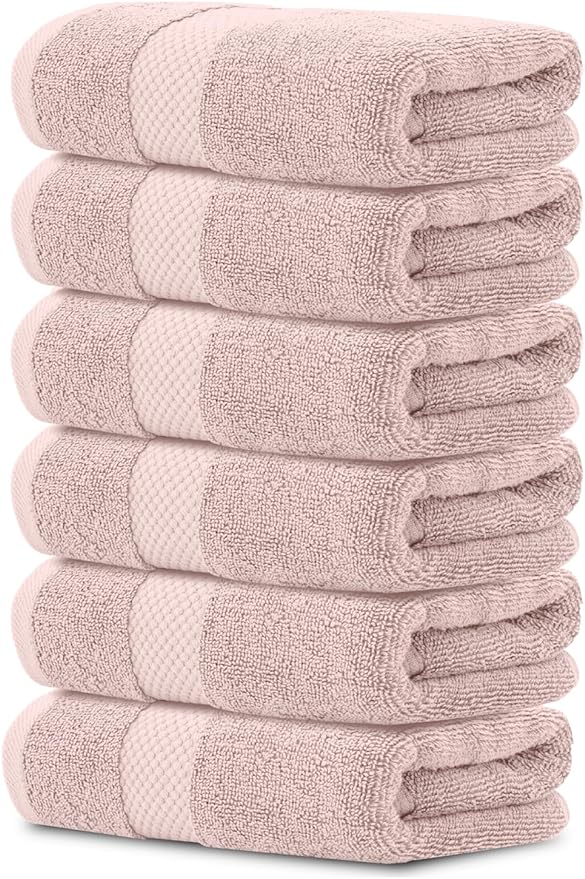 White Classic Luxury Pink Hand Towels by WhiteClassic