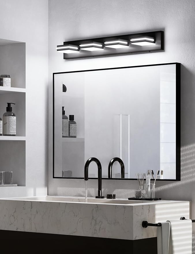 VOLISUN Modern 30-Inch Black Bathroom Vanity Light Fixtures, Cool White LED - Image 3
