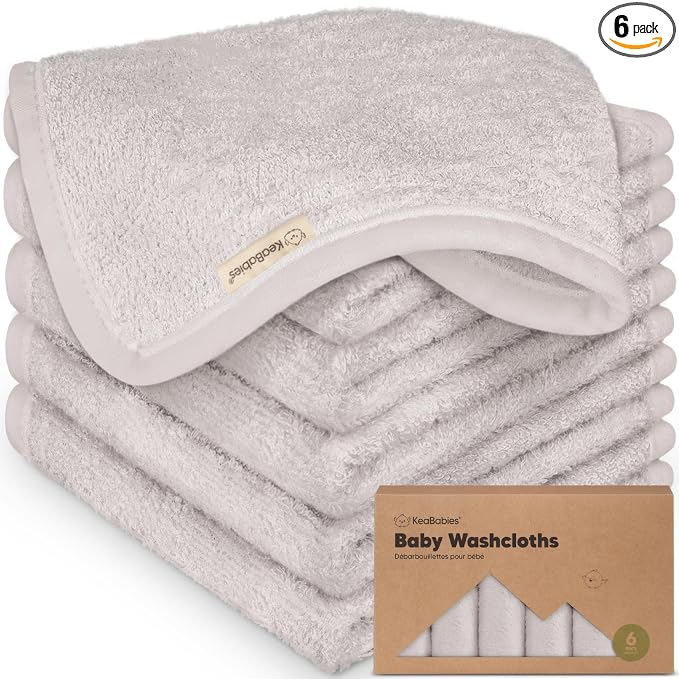 6-Pack Baby Washcloths – Soft Absorbent Viscose from Bamboo Washcloths by KeaBabies