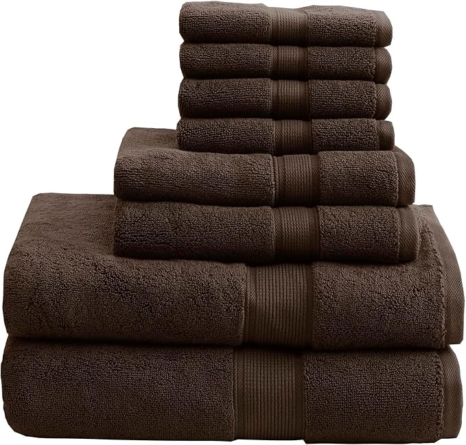 Madison Park 800GSM Bathroom Towel Set of 8 100% Cotton Bath Towel Set by MADISONPARK