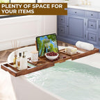 Venusmiles Teak Bathtub Tray Caddy, Foldable Bath Tray - Image 2