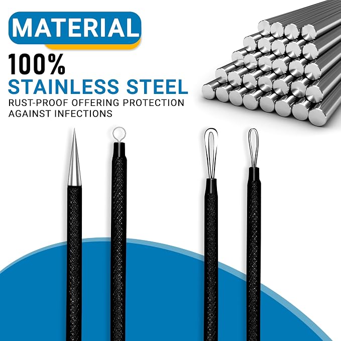 EFAH Care 2Pcs Stainless Steel Pimple Extractor Acne Treatment Tool Surgical - Image 6