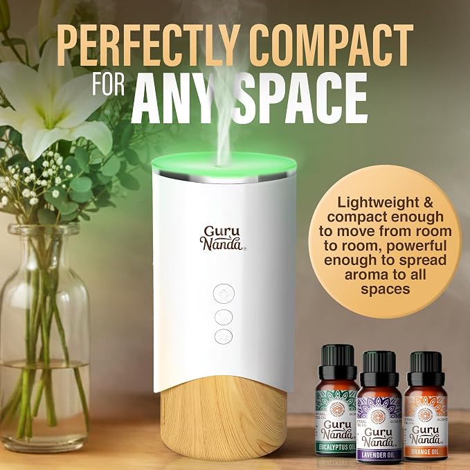 GuruNanda Calm Aura Essential Oil Diffuser, Sleek Modern Aromatherapy Diffuser - Image 3